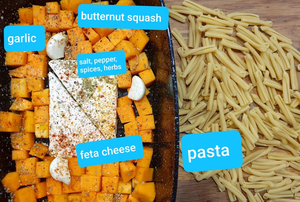 butternut squash feta pasta ingredients
