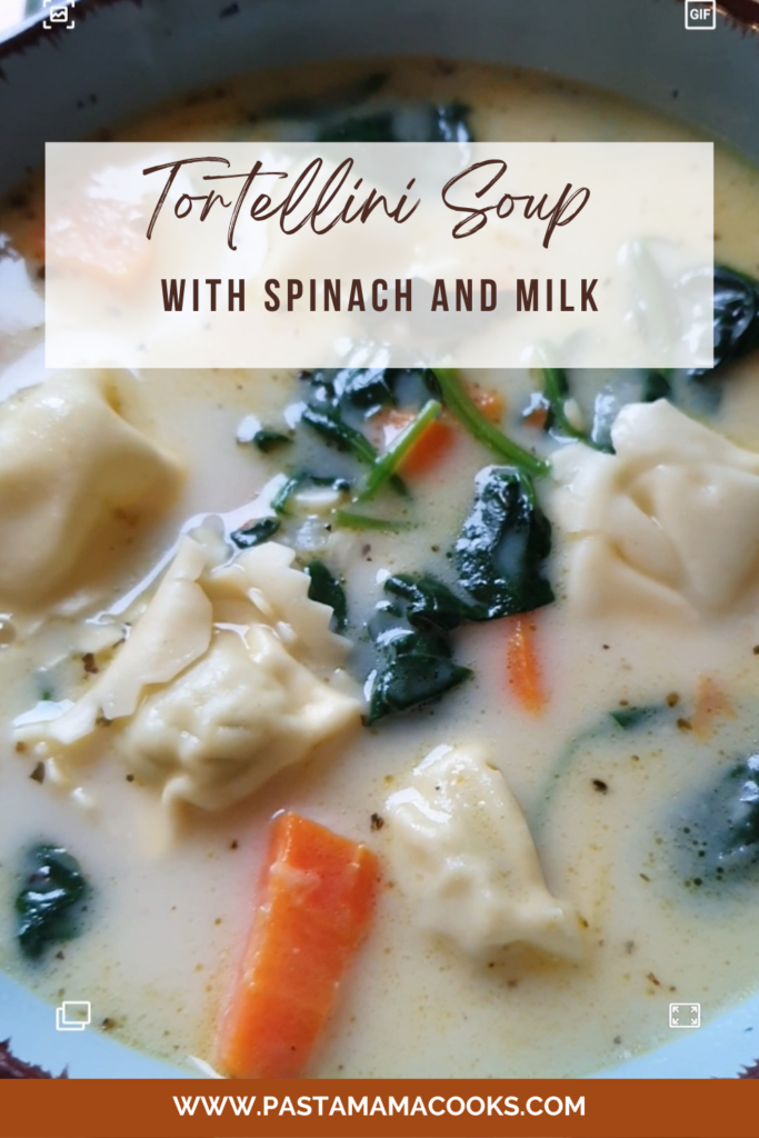 tortellini soup with milk and spinach