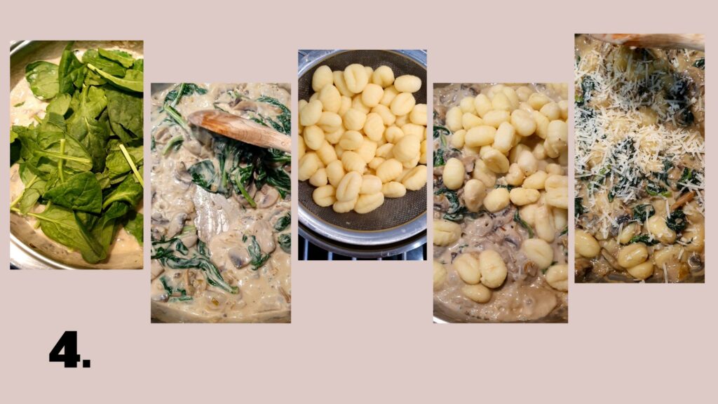 Creamy Spinach Mushroom Gnocchi, recipe, step 4