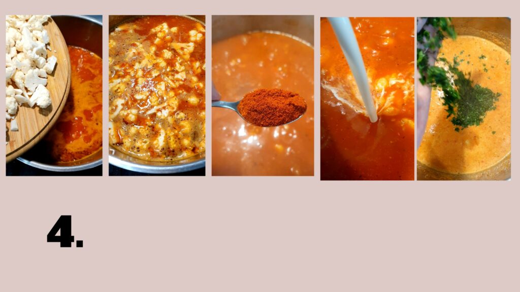 Creamy tomato cauliflower soup, recipe, step 4